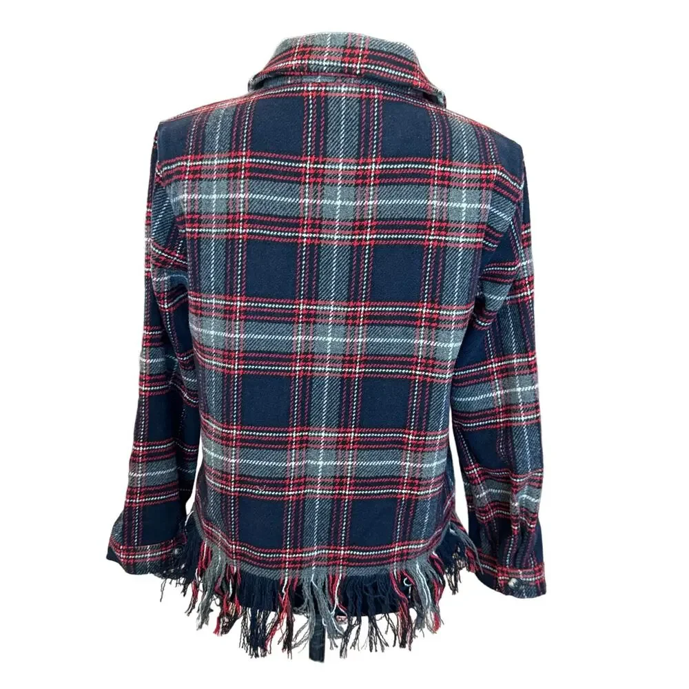 New ~ FRESHMAN NORDSTROM ~ Kids' Plaid Fringe Hem Shacket Size XL 16